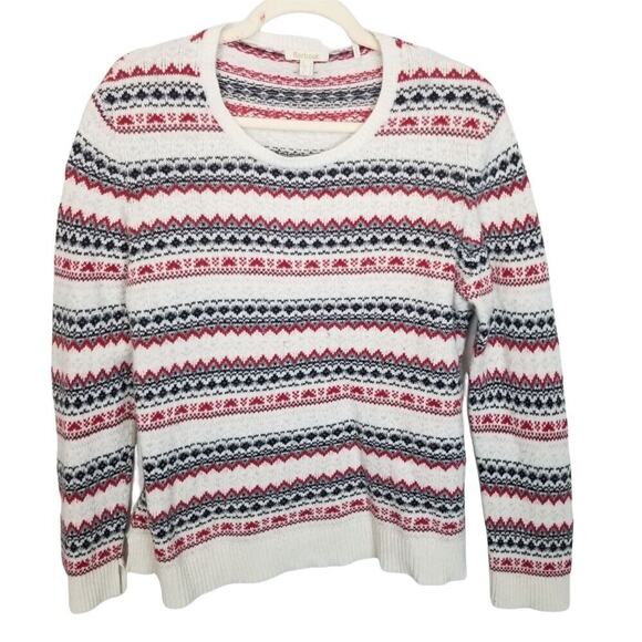 Barbour Womens Roseberry Wool Cashmere Sweater Fair Isle Nordic SIze 12 Cabin - Picture 1 of 10